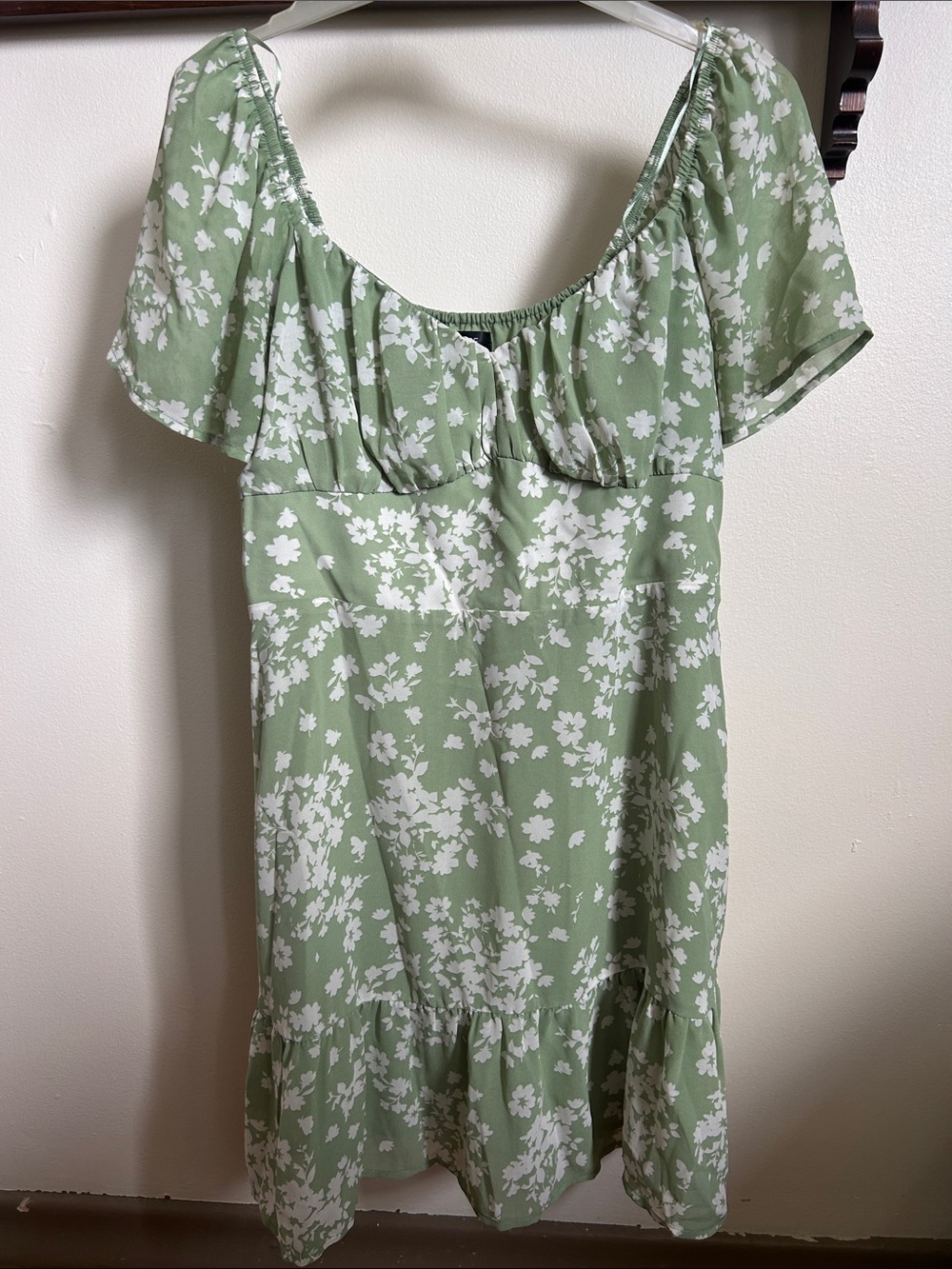 Dynamite Sage Green and White Floral Mini Dress
